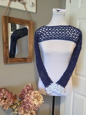Handmade -  Navy Crochet Shrug